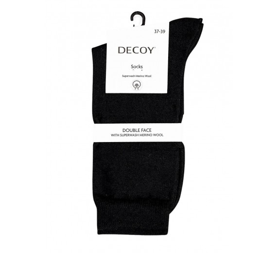 Decoy Uldstrømper Doubleface Sort - Str. 37-39