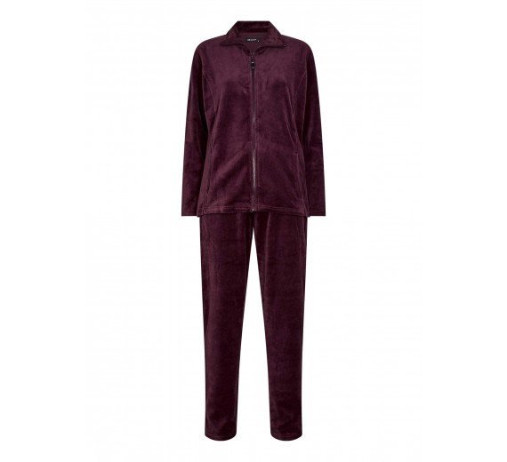 Velour Hjemmesæt fra Decoy, Bordeaux Rød str. 2X-Large