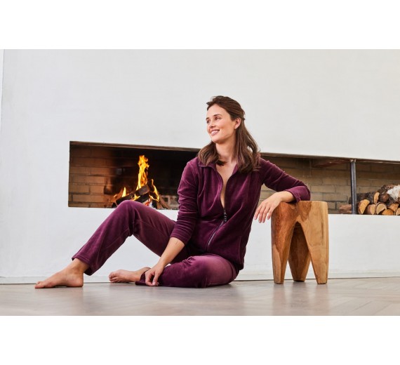 Velour Hjemmesæt fra Decoy, Bordeaux Rød str. Medium