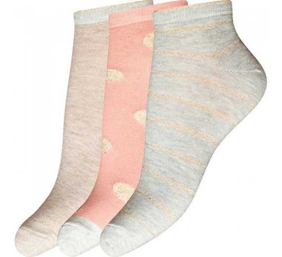 3-Pak Decoy Korte Ankelstrømper Med Glimmer Str. 37-41