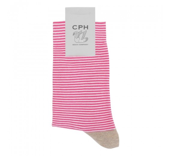 Bomulds Strømpe fra CPH Sock Company - Pink Striber str. 36-39