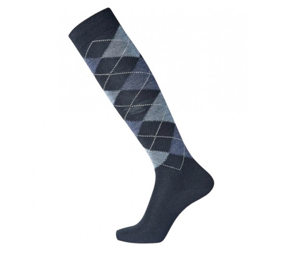 Knælange uldsokker fra Egtved, med tern, navy, str. 40-45
