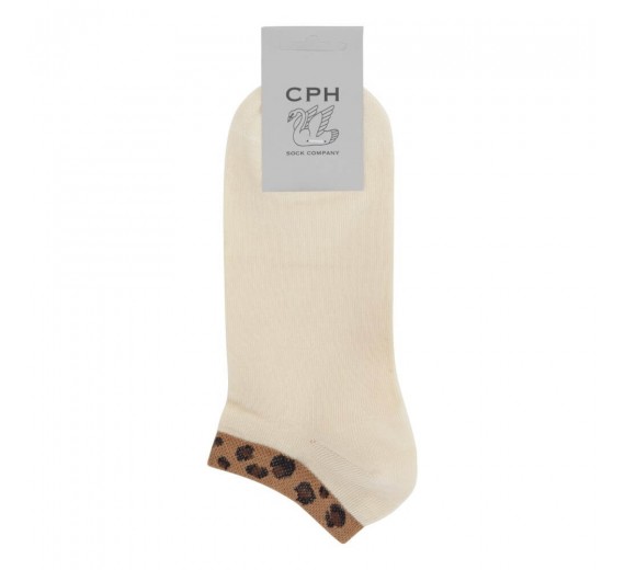 Korte ankelstrømper fra Socks CPH - Beige Leopart str. 36-39