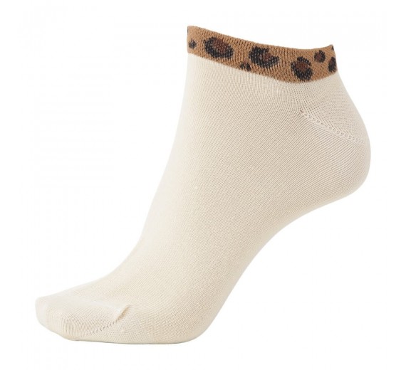 Korte ankelstrømper fra Socks CPH - Beige Leopart str. 36-39