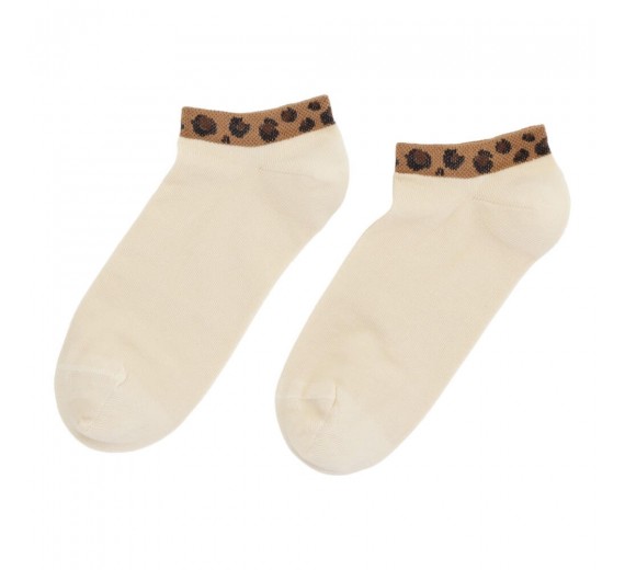 Korte ankelstrømper fra Socks CPH - Beige Leopard str. 36-39