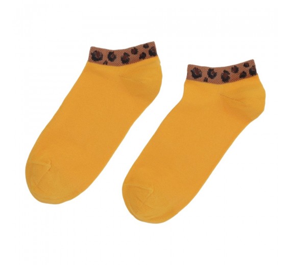 Korte ankelstrømper fra Socks CPH - Orange Leopard str. 36-39