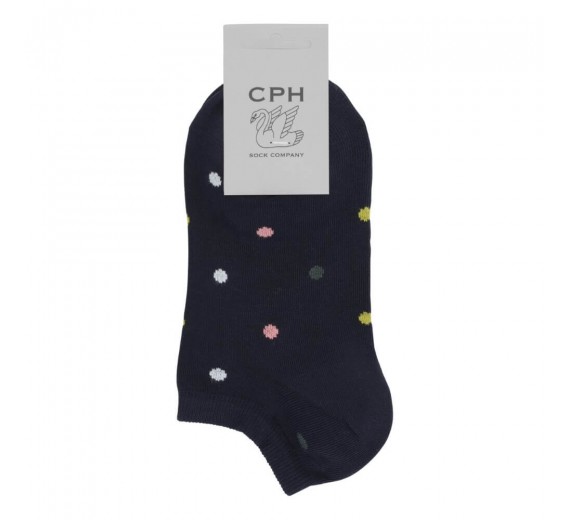 Korte ankelstrømper fra Socks CPH - Navy Tivoli Dot str. 36-39