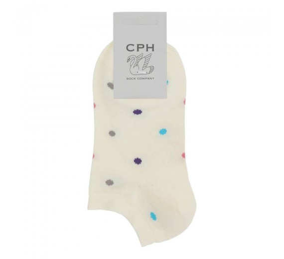 Korte ankelstrømper fra Socks CPH - Creme Tivoli Dot str. 36-39