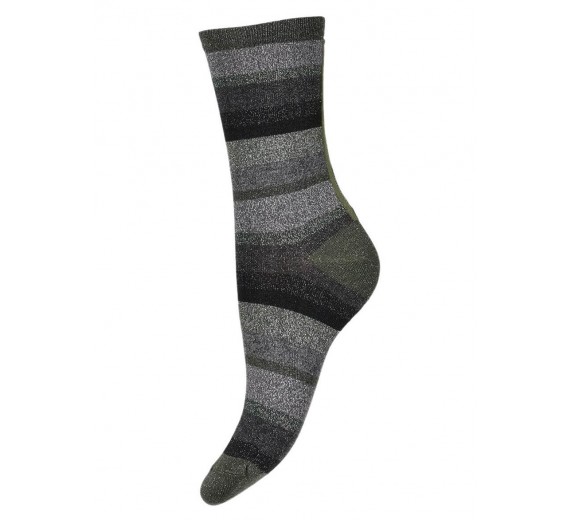 Decoy glimmerstrømper, stribede, grøn, str. 37-41