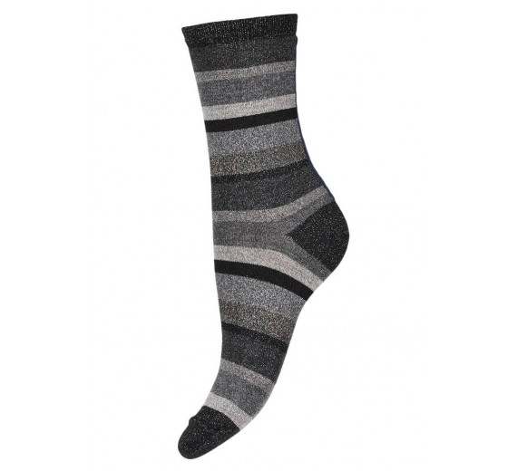 Decoy glimmerstrømper, stribede, grå, str. 37-41