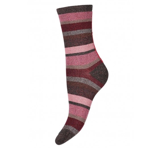 Decoy glimmerstrømper, stribede, rosa, str. 37-41
