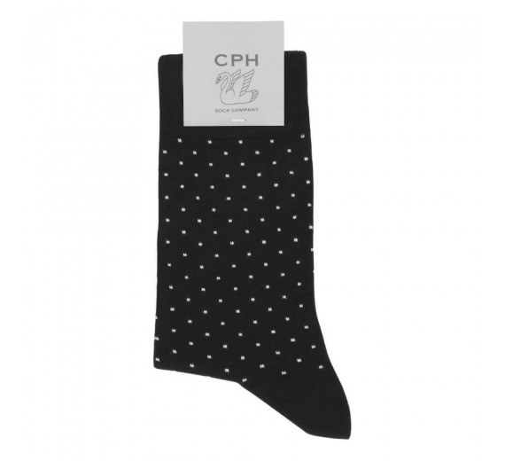 Herrestrømper med prikker, sort, CPH Sock Company, str. 45-48