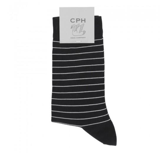 Herrestrømper med striber, sort, CPH Sock Company, str. 40-44