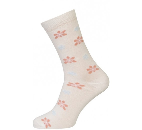 Hvide Strømper Med Blomster - Str. 35-38