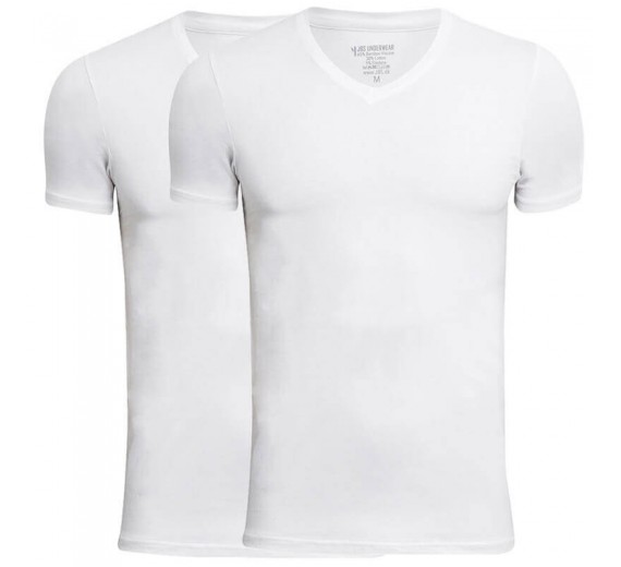 JBS Bambus T-Shirts 2-Pak Hvid V Hals Str. XL