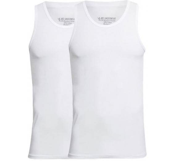 2-Pak JBS bambus tank-top (singlet), hvid, str. large