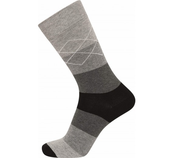 JBS sokker, grå med striber & tern - Str. 40-47