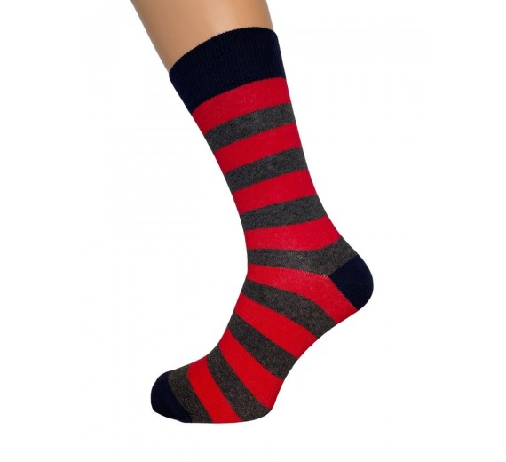 JBS sokker med røde og grå striber- Str. 40-47
