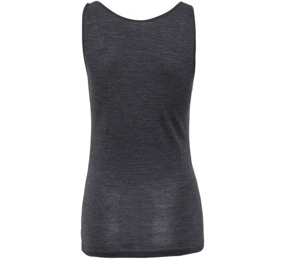 JBS of Denmark top wide strap i uld, bambus & silke, mørkegrå melange - Medium