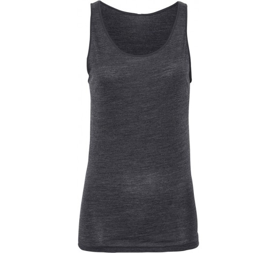 JBS of Denmark top wide strap i uld, bambus & silke, mørkegrå melange - Small