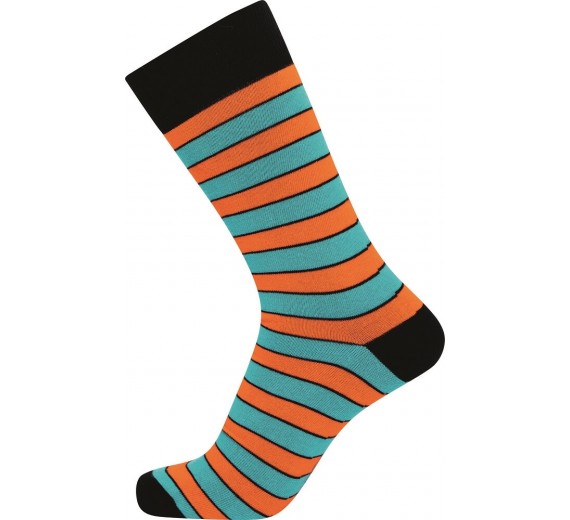 JBS sokker med orange og turkise striber - Str. 40-47