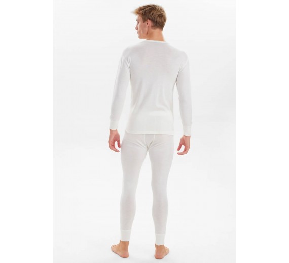 Langærmet t-shirt i 100% merino uld til mænd, JBS, hvid, str. small 