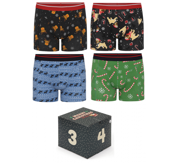 4 par jule-boxershorts i adventskalender - Str. 2XL