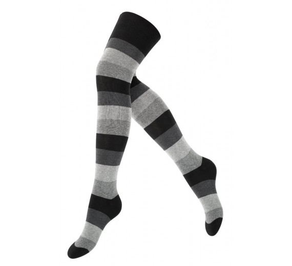 Lady Over-Knee Strømper Med Brede Striber - Str. 36-41