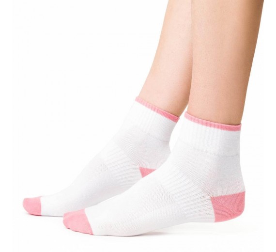 Tennissokker med kort skaft til damer, hvid/lyserød, str. 35-37