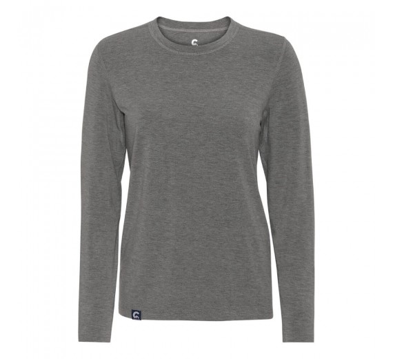 Langærmet t-shirt i merinould, dame, Coastland of Denmark, grå, str. medium