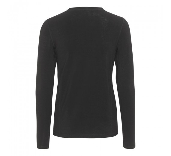 Langærmet t-shirt i merinould, dame, Coastland of Denmark, sort, str. Small