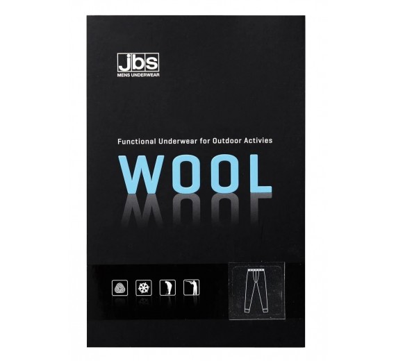 Lange underbukser i 100% merino uld til mænd, JBS, sort, str. small