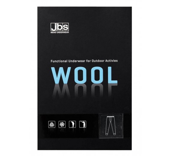 Lange underbukser i 100% merino uld til mænd, JBS, sort, str. 2XL