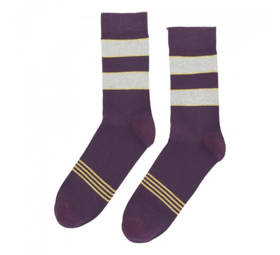 Socks CPH herrestrømper med brede striber, dyb lilla, str. 40-44