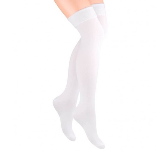 Over-Knee Bomulds Damestrømper - Hvid str. 35-37