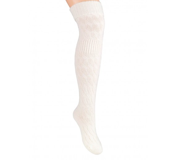 Over-Knee Kraftig Uld Damestrømper - Råhvid str. 38-40