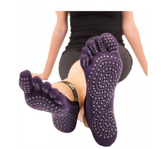 ToeToe Yoga & Pilates Foot Cover Anti-Slip, Lilla - Str. 36-39