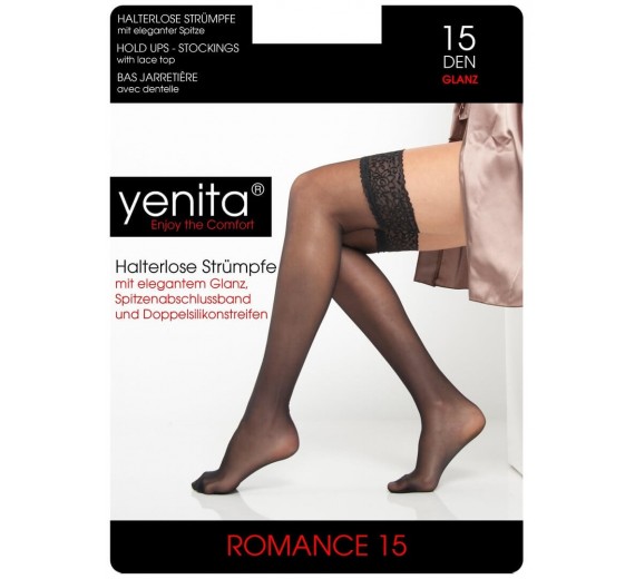 Selvsiddende Strømper Med Blondekant 15 denier, Nude - Str. S/M