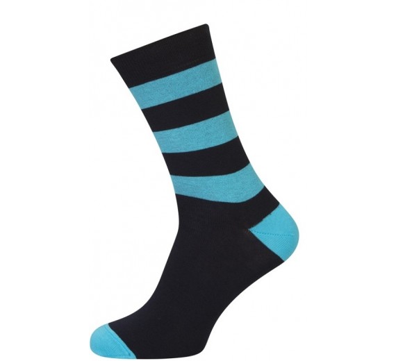 Sorte Strømper Med Blå Striber - Str. 47-50