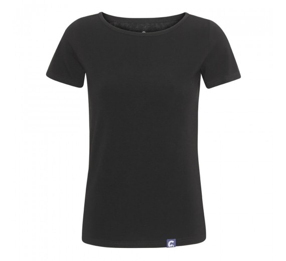 T-shirt i merinould, dame, Coastland of Denmark, sort, str. Large