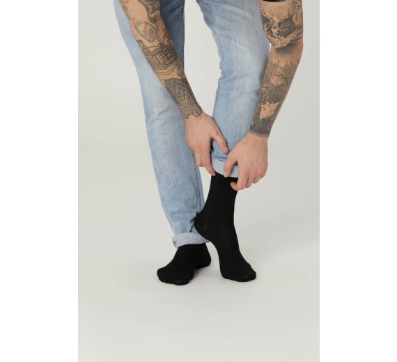 5 Par Sorte Bambussokker Størrelse 40-47