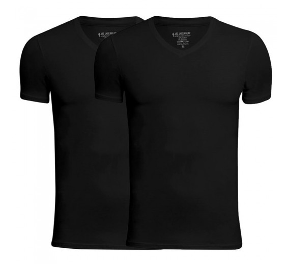 JBS Bambus T-Shirts V-Hals 2-Pak, Sort - Str. 2XL