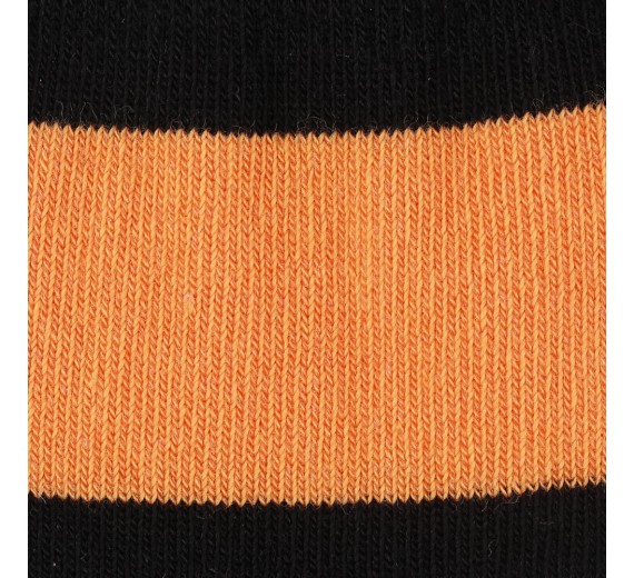 Sort og Orange stribede strømper - Str. 35-38