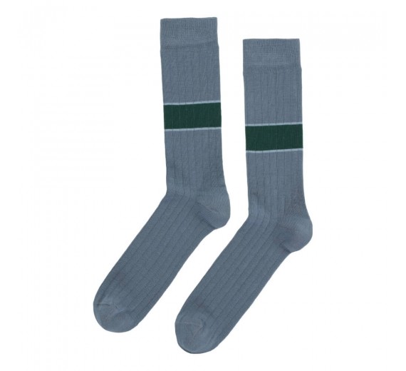 Socks CPH herrestrømper med stribe, stålblå, str. 45-48