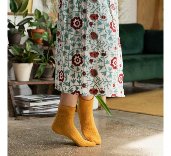 Uldsokker, Riflet - Gul str. 35-37