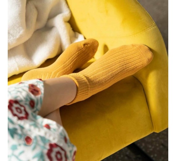 Uldsokker, Riflet - Gul str. 35-37