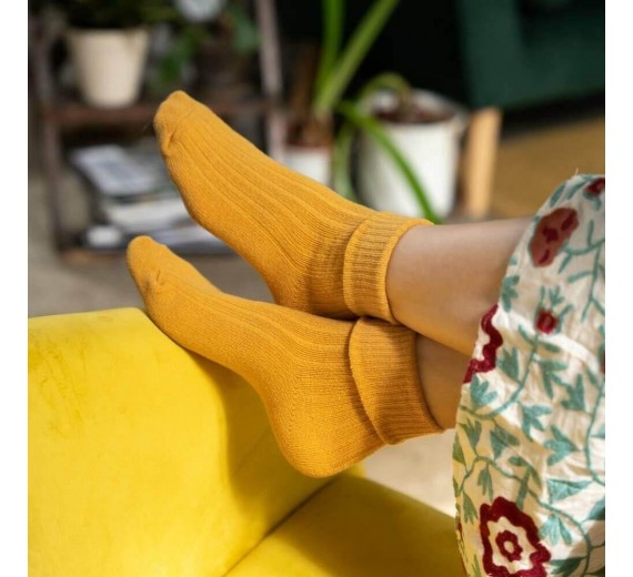 Uldsokker, Riflet - Gul str. 38-40 