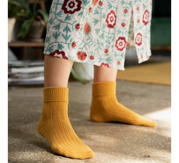 Uldsokker, Riflet - Gul str. 38-40 