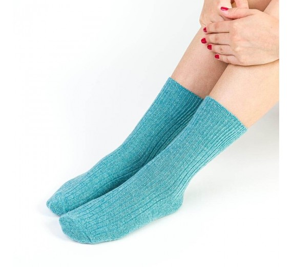 Uldsokker, Riflet - Turkis str. 38-40