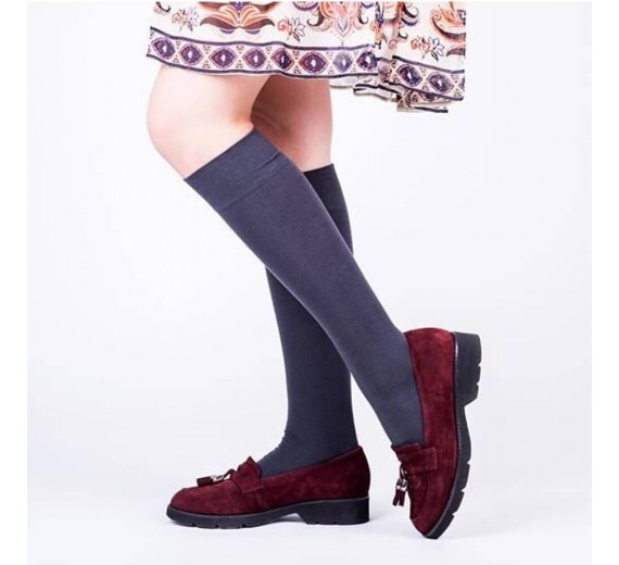 Mørkegrå knæstrømper til damer, str. 35-37